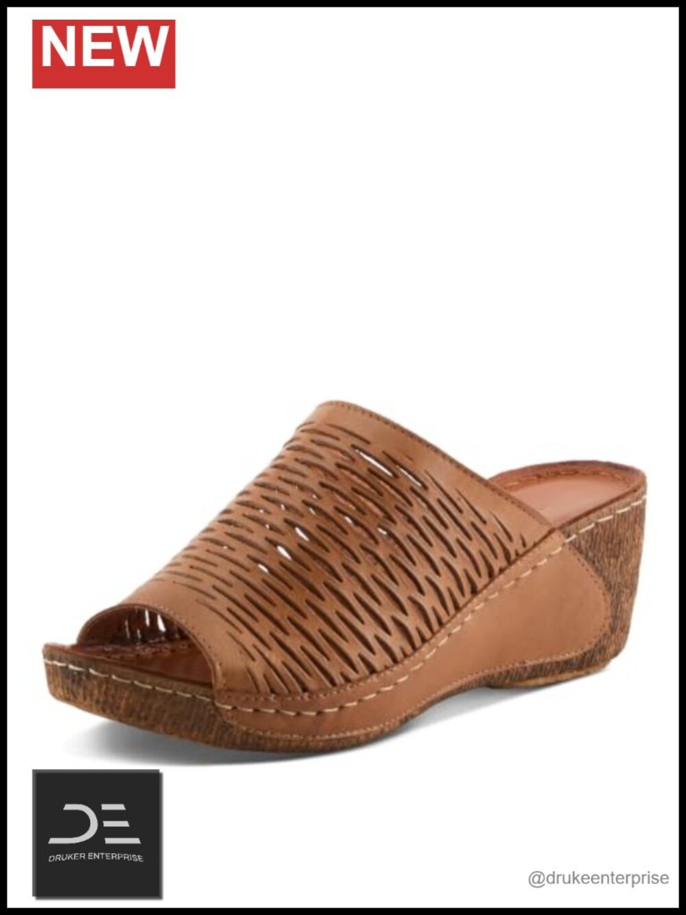 Slip On Wedge Sandals Leather Slingback Open Toe
